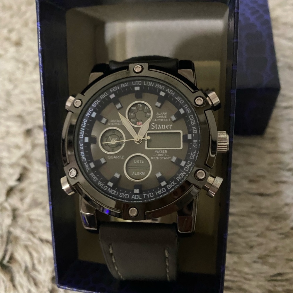 Stauer Black and Silver Men's Watch